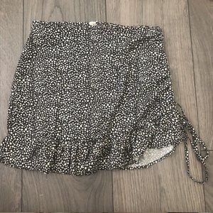 Black Poka Dot Skirt with Ruched Side